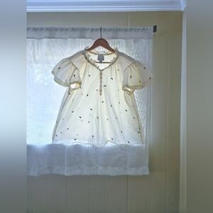 100% Cotton Cream Blouse with Floral Embroidery